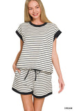 Harley Striped Rib Banded Shorts Set
