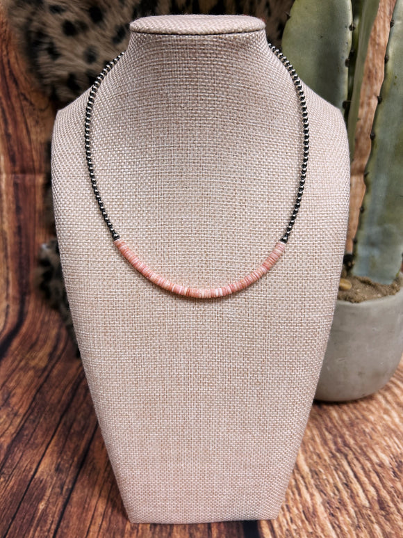 16” Navajo/Pink Conch Disc Necklace