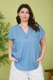 Landry Split Neck Curvy Top