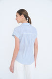 Kenz Stripe Collared Button Top