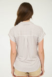 Kenz Stripe Collared Button Top