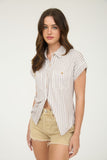 Kenz Stripe Collared Button Top