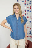 Bailey Collared Button Chambray Top