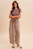 Layla Check Barrel Pants