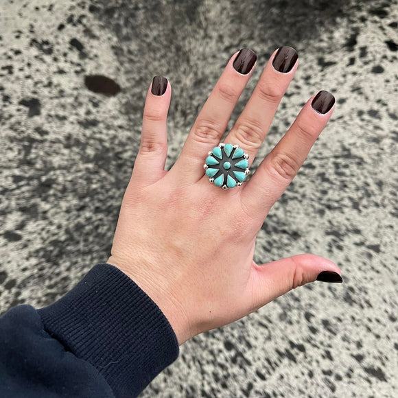 Cluster Turquoise  Adjustable Ring