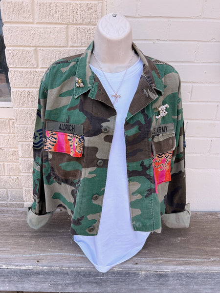 トップス louren/patchwork military knit blouson louren patchwork military knit blouson