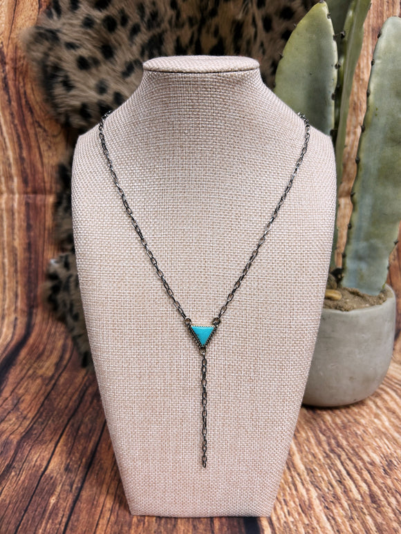Triangle Turquoise Lariat Necklace