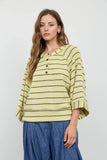 Henley Wide Long Sleeve Knit Top