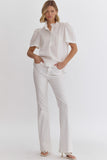 Adrian Ruffled Button Down Top-White