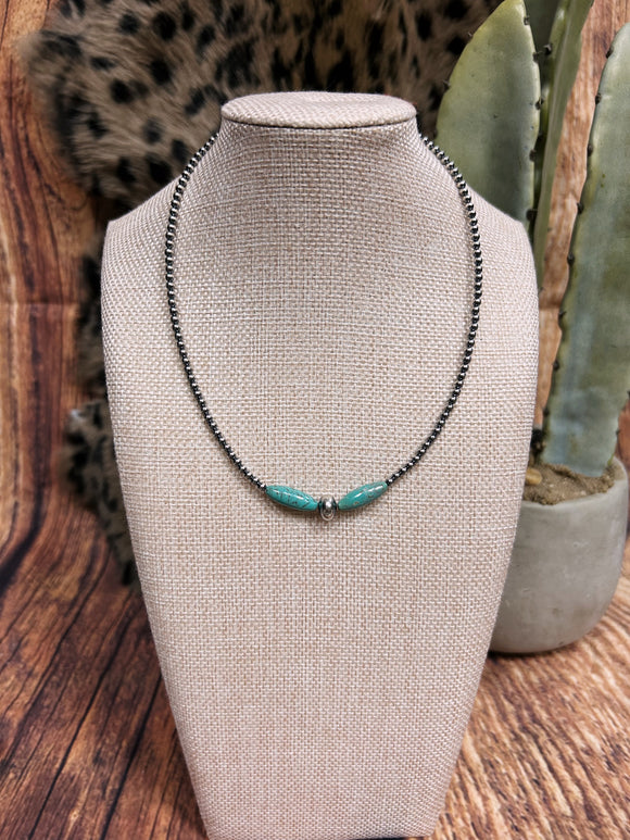Turq/Navajo Long Bead Necklace