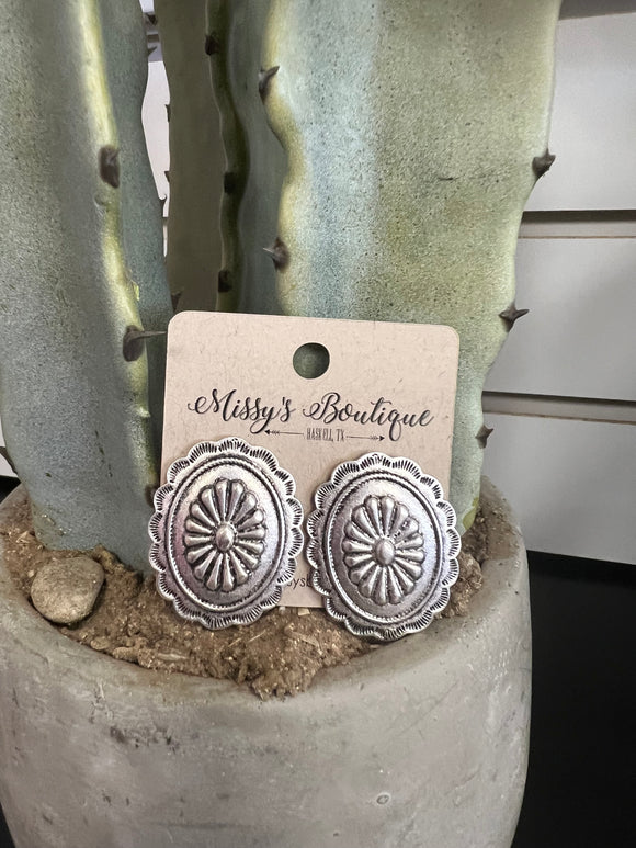 Silver Concho Earrings