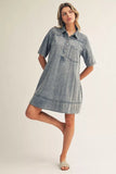 Raelea Short Sleeve Button Up Denim Dress