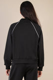 Tori Piping Detail Quarter Zip Set Black