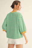 Trin V-notched Stripe Top