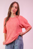 Lex Ribbed Top-Coral