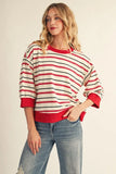 Mia Stripe 3/4 Sweatshirt