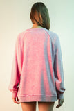 Lace Detail Mineral Washed Crewneck-Orchid