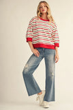 Mia Stripe 3/4 Sweatshirt