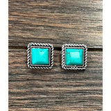 Square Turquoise Stud Earrings