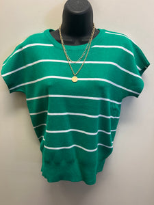 Shawna Striped Sweater Top-Green