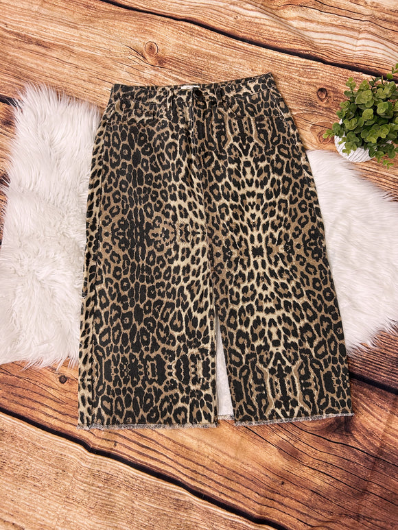 Delilah Leopard Split Skirt