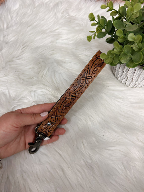 Leather Tooled Wristlet