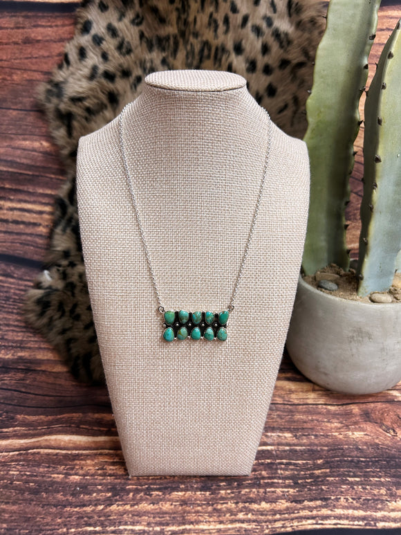 Kingman Turquoise Bar Stone Necklace