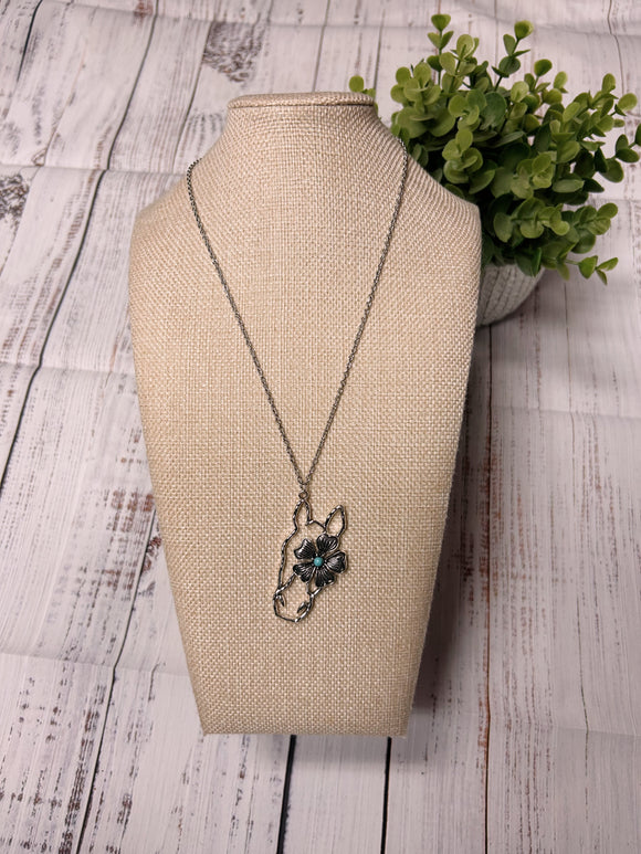 Horse Flower Silver Necklace