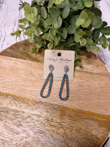 Teal Silver Pendant Earrings
