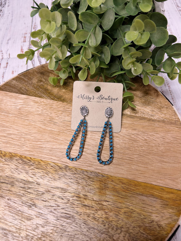 Teal Silver Pendant Earrings