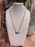 Kingman Turquoise Stone Bar Necklace