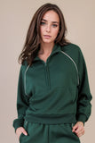 Tori Piping Detail Quarter Zip Set Green