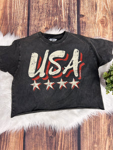 USA Rustic Cropped Tee