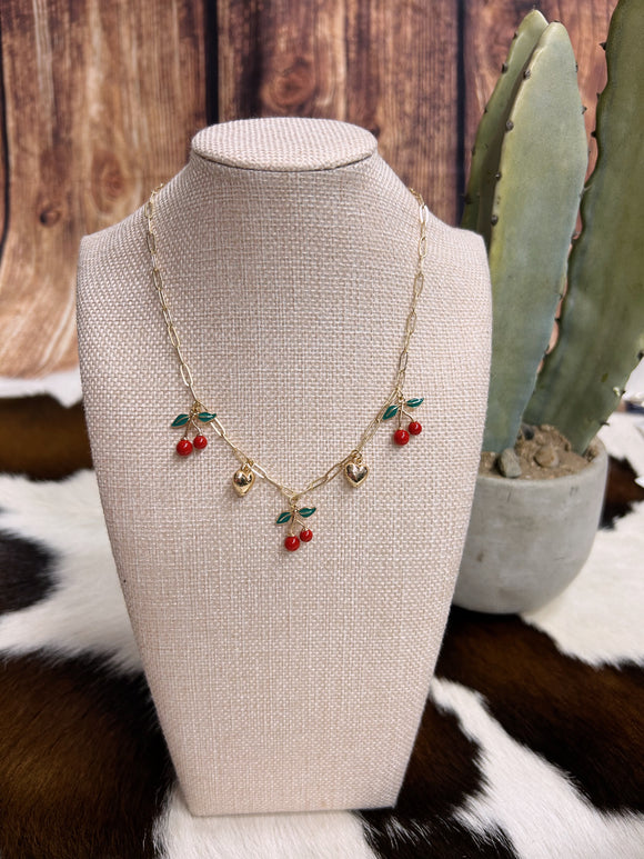 Cherry Heart Duo Necklace