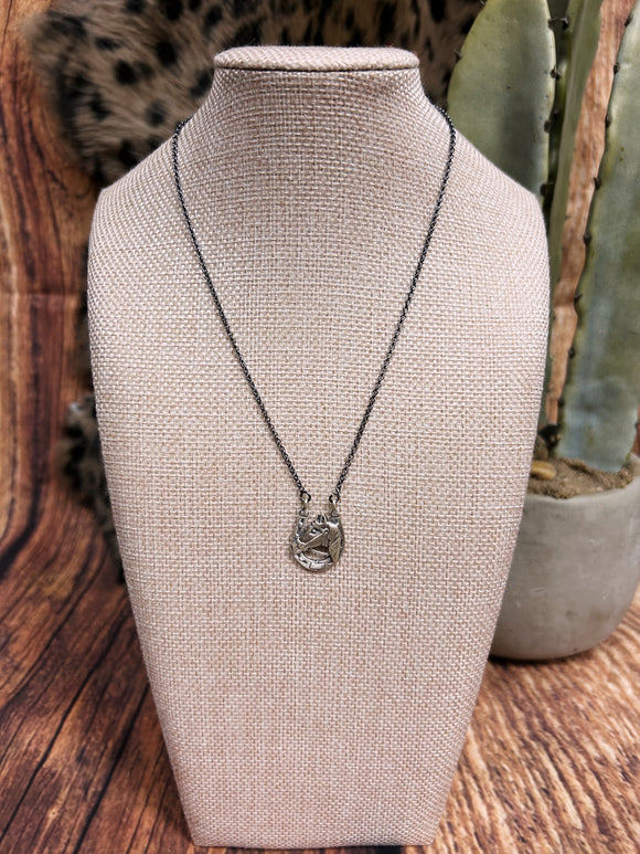 Detailed Horse Shoe Sterling Silver Necklace