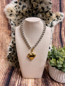 Chunky Gold & Silver Heart Necklace