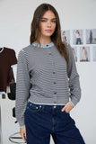 Stripe  Button Down Knit Cardigan