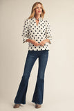 Mayes Polka Dot 3/4 Slv Top