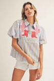 Cassie Striped Western Embroidery Top