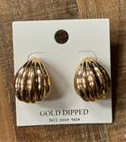 Gold Curved Textured Earrings