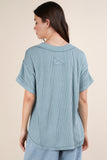 Joey Ribbed Knit Top-Blue