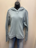Clyne Raw Edge Knit Hoodie-Denim Blue