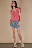 Checkered Sleeveless Top-Red