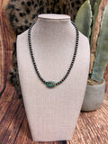 14” 5mm Navajo Pearl/Turquoise Stone Necklace