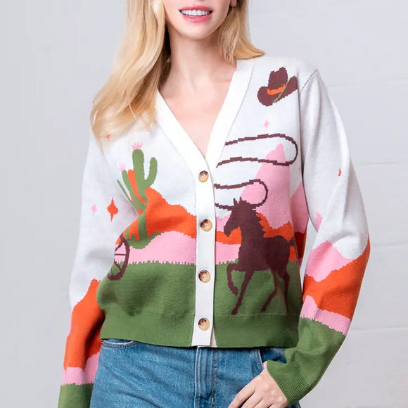 Kate Western Print Cardigan