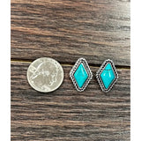 Diamond Turquoise Stud Earrings