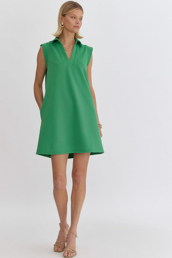 Ava Collard Textured Dress-Green Missy's Boutique Ava Collard Textured Dress-Green Missy's Boutique