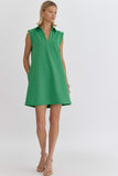 Ava Collard Textured Dress-Green