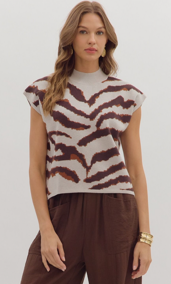 Braylee Zebra Print Sweater