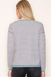 Mason Stripe Crew Neck Sweater-Aqua